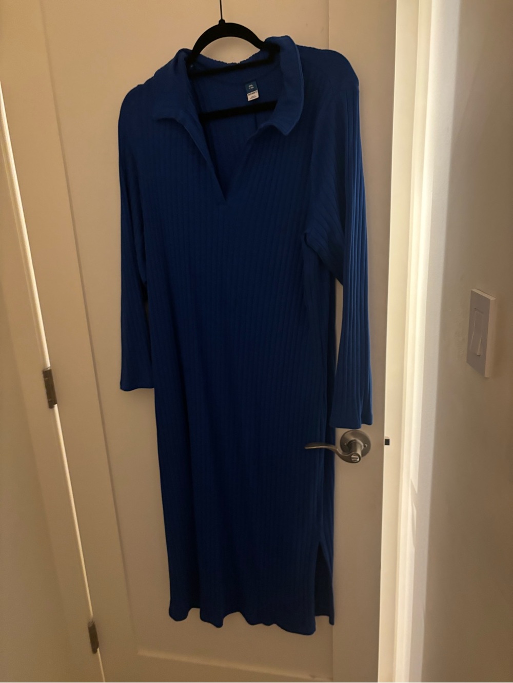 Old Navy Royal Blue Ribbed Collared Midi Dress